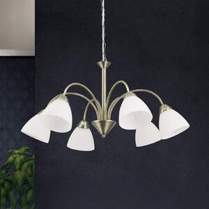 ORION Lampă suspendată Kinga, alamă antic, 6 becuri, reglabil, Bronz / Alamă Veche, Camera de zi / sufragerie, Metal, Casă de țară / Rustic