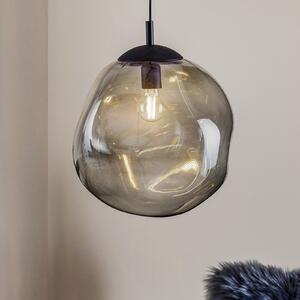 TK Lighting Suspensie din sticlă Sol, Ø 35 cm, negru/gri fumuriu, reglabil, Transparent, Camera de zi / sufragerie, Sticlă, Modern