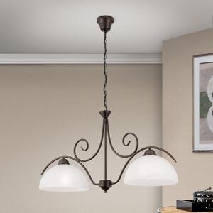 ORION Lampă suspendată JANA, 2 becuri, sticlă alabastru, reglabil, Maro / Rugină, Camera de zi / sufragerie, Metal, Casă de țară / Rustic