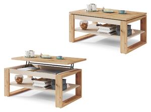 Mazzoni NUO Stejar Artisan/Bej (Șampanie) - MĂSUȚĂ MODERNĂ CU BLAT CARE SE RIDICĂ
