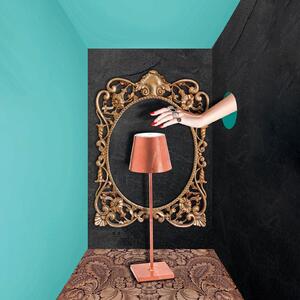 Zafferano Poldina LED lampă de masă baterie decor, reglabil, Cupru, Camera de zi / sufragerie, Metal, Modern
