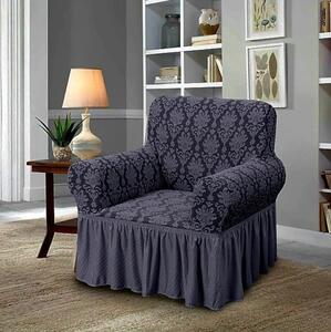 Set 2 huse elastice pentru fotolii, model Jacquard, Gri inchis