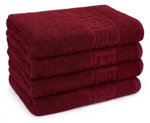 Set 4 Prosoape din 100% Bumbac (70x130cm) - Rosu