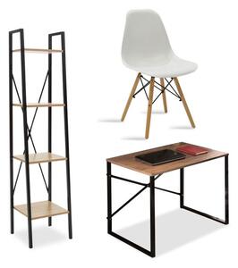 Set birou studiu Full Study 5, 3 bucati Sonoma - Alb