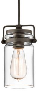 KICHLER Lampă suspendată sticlă Brinley 1 bec, reglabil, Bronz / Alamă Veche, Camera de zi / sufragerie, Sticlă, Design industrial