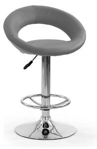Scaun bar H15, gri/crom, piele ecologica/otel, 54x46x80/102 cm