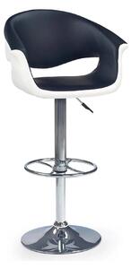 Scaun bar H46, negru/alb/crom, piele ecologica/otel, 60x46x93/115 cm