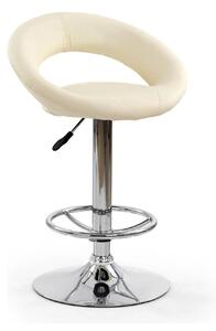 Scaun bar H15, crem/crom, piele ecologica/metal, 54x46x80/102 cm