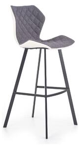 Scaun bar H83, gri/negru, stofa/piele ecologica/metal, 50x48x101 cm