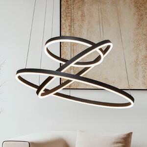 Arcchio Lampă suspendată LED Albiona, negru, 3 inele, Ø 80 cm