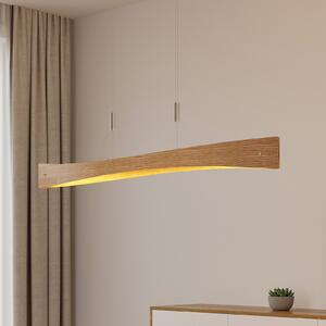 Lindby Lampă suspendată LED Beazina, stejar, metal, 118cm, reglabil, Lemn, Camera de zi / sufragerie, Metal, Modern
