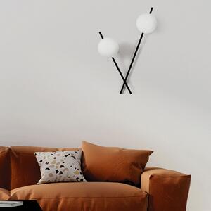 Sforzin Aplică Mikado, sticlă sablată, 2 becuri, reglabil, Negru, Camera de zi / sufragerie, Metal, Design