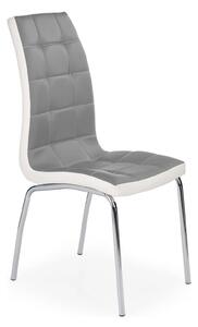 Scaun tapitat K186, gri/alb/crom, piele ecologica/metal, 42X63X100 CM