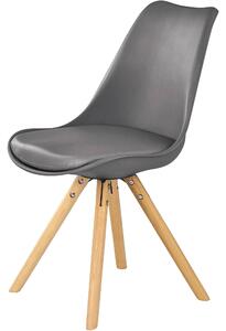 Scaun K201, gri/fag, piele ecologica/lemn de fag, 48X47X80 CM