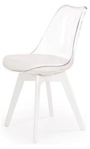 Scaun bucatarie K245, alb/transparent, piele ecologica/policarbonat, 4