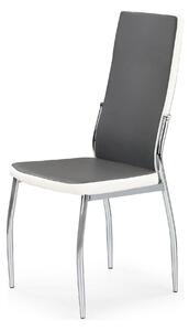 Scaun tapitat K210, gri/alb/crom, piele ecologica/metal, 43x54x101 cm