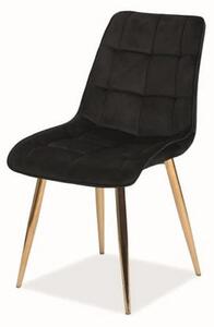Scaun CHIC, negru/auriu, stofa catifelata/metal, 50x43x88 cm