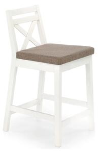 Scaun bar BORYS LOW, bej - Inari 23/alb, stofa/lemn, 41x48x83 cm
