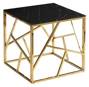 Masuta cafea ESCADA B II, negru cu efect de marmura/auriu, sticla secu