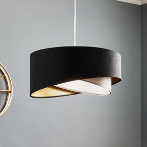 Maco Design Lampă suspendată Vivien Velours negru/gri/argintiu/auriu, reglabil, Negru, Camera de zi / sufragerie, Țesătură / Textil, Modern