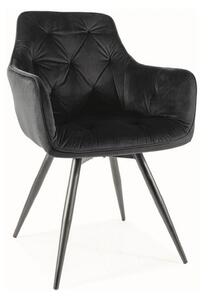 Scaun MANGO, negru, stofa catifelata, 57x45x83 cm