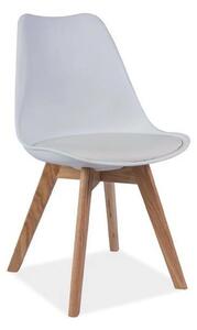 Scaun KRIS, alb/stejar, polipropilena/piele ecologica/lemn, 49x43x83 c
