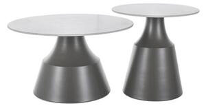 Set 2 masute ITAKA, alb/gri, ceramica/metal