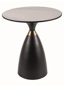 Masuta cafea GEMINI, alb lucios/negru mat, ceramica/metal, 50x56 cm
