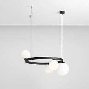 Lampă suspendată Garda 4, rotundă, metal, sticlă, 4 becuri, negru