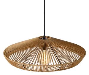 Lucide Lampă suspendată Yunkai din hârtie, cu un singur bec, Ø 50cm, reglabil, Maro / Rugină, Camera de zi / sufragerie, Hârtie / Carton