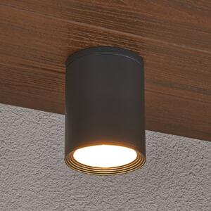 Lucande Spot de plafon Minna, antracit, 14cm, IP54, E27, Negru, Aluminiu, Modern