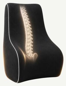 Perna lombara memory foam ORTO SPINAL, husa catifea, Negru