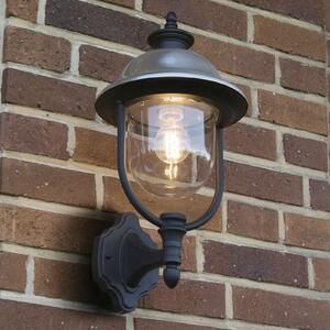 Konstsmide Aplică de exterior Parma, metal, soclu sus, E27, IP43, reglabil, Negru, Oțel inoxidabil, Casă de țară / Rustic