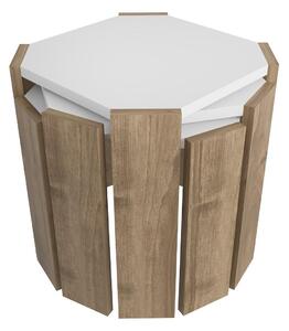 Set 3 măsuțe cafea Lorizolla (alb + nuc). 1106451