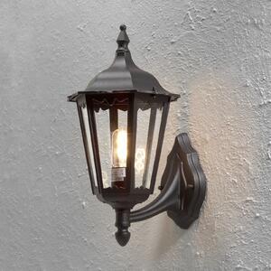 Konstsmide Aplică de exterior Firenze, negru, priză superioară, 48 cm, Negru, Sticlă, Casă de țară / Rustic, Felinar