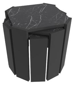 Set 3 măsuțe cafea Lorizolla (marmură negru + Negru). 1106452