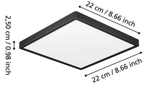Eglo 901329 - Plafonieră LED FUEVA pentru baie, 10,5 W, 230 V, 22 x 22 cm, IP44, neagră