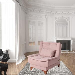 Fotoliu extensibil VOGUE, Roz pudrat, 75x85x85 cm, Stil modern, Living/Dormitor/Birou