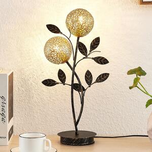 Lucande Evory lampă de masă, 48 cm, 2 becuri, negru / aur, G9