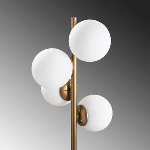 Lampadar elegant TYRA, 130x33 cm, E27, 100 W, Metal/Sticla, Auriu/Alb, Dormitor/Living/Birou