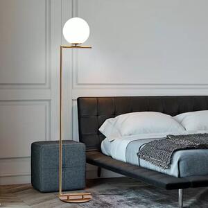 Lampadar elegant MORRO, 30x180 cm, E27, 60 W, Metal/Sticla, Auriu/Alb, Dormitor/Living/Birou
