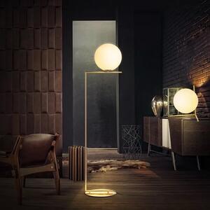 Lampadar elegant MORRO, 30x180 cm, E27, 60 W, Metal/Sticla, Auriu/Alb, Dormitor/Living/Birou