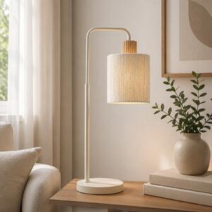 Brilliant Lampa de masă Arlo, bej, material textil/lemn, înălțime 58 cm, E27, Bej, Camera de zi / sufragerie, Țesătură / Textil, Modern