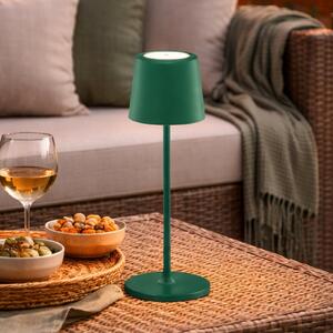 Brilliant Lampă de masă cu LED și baterie Kaami, verde, înălțime 37 cm, IP44, dimabilă., reglabil, Verde, Camera de zi / sufragerie, Metal, Modern