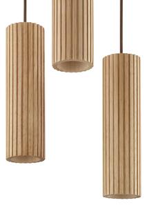 Brilliant Lampă suspendată Lakewood, maro, din lemn, Ø 28 cm, cu 3 becuri, reglabil, Lemn, Camera de zi / sufragerie, Lemn, Modern