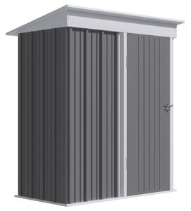 Outsunny Căsuță de Grădină cu Bază din Oțel, Adăpost pentru Unelte de Grădină cu Acoperiș și Ușă, 161x95x163/181 cm, Gri