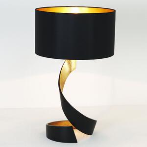 Holländer Lampă de masă Vortice, negru-auriu, Negru, Camera de zi / sufragerie, Țesătură / Textil, Design