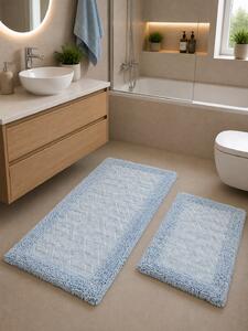 Set 2 Covorase Baie, Rombs 13 Albastru, Covor 100% Bumbac, Dimensiunea 60x100 cm
