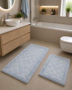Set 2 Covorase Baie, Rombs Albastru, Covor 100% Bumbac, Dimensiunea 60x100 cm