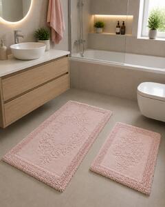 Set 2 Covorase Baie, Rombs 10 Roz, Covor 100% Bumbac, Dimensiunea 60x100 cm